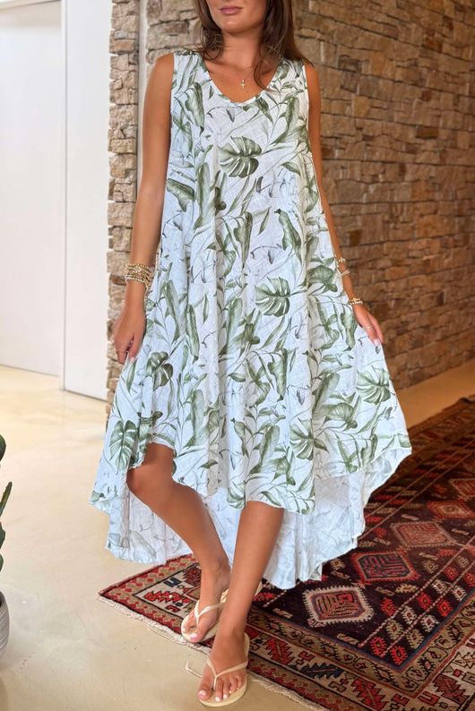 Made in Italy Tiki Pure Cotton Midi Dress White /37 =